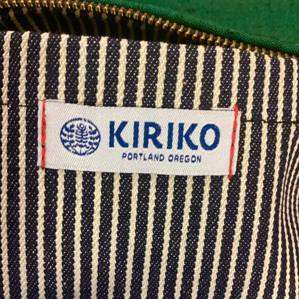 Kiriko Original Oregon Green Kasuri Ikat Woven Textile & Leather Wristlet - Picture 3 of 10